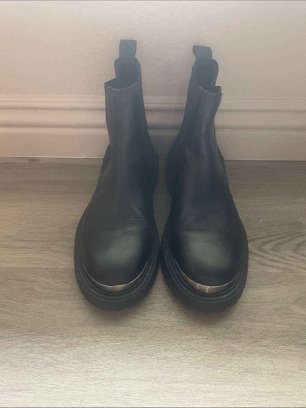 ASOS Black Chelsea Boots with Metal Toe Trim
